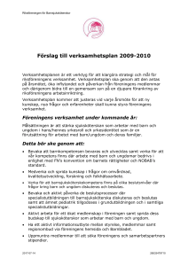 Verksamhetsplan 2009 - Riksföreningen för Barnsjuksköterskor