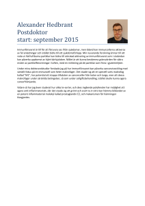 Alexander Hedbrant Postdoktor start: september 2015