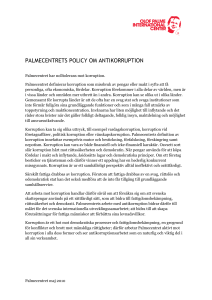 PALMECENTRETS POLICY OM ANTIKORRUPTION