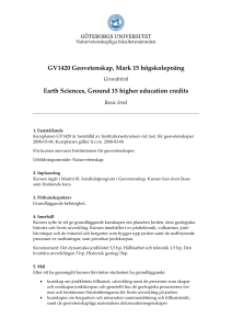 GV1420 Geovetenskap, Mark 15 högskolepoäng Earth Sciences