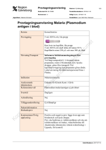 Provtagningsanvisning Malaria (Plasmodium antigen i blod)