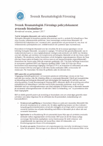 Svensk Reumatologisk Förening Svensk Reumatologisk Förenings