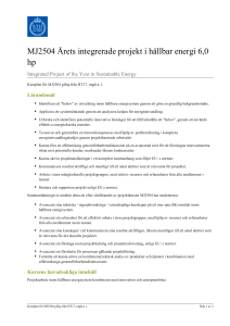 KTH | MJ2504 Årets integrerade projekt i hållbar energi 6,0 hp