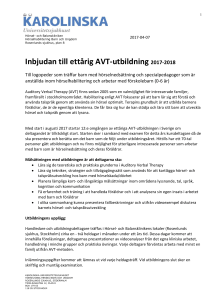 Inbjudan till ettårig AVT-utbildning 2017-2018