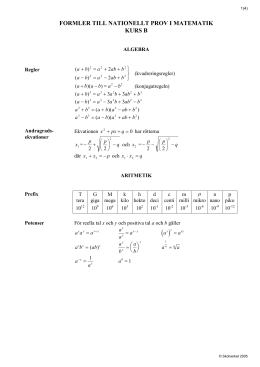 Formler Till Nationellt Prov I Matematik Kurs A