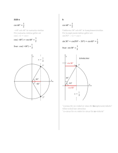 2125 a cos60° = 1 2 −60° och 60° är motsatta vinklar. För motsatta
