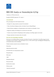 KTH | BB1200 Analys av biomolekyler 6,0 hp