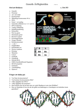 Naturkunskap 1b HT-11 Instuderingsfrågor – Genetik S.43 – 55, PPT