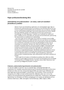 Paper professionsforskning 2011