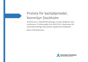 Prislista för bashjälpmedel, KommSyn Stockholm