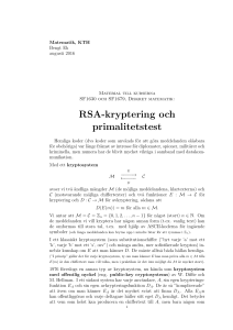 RSA-kryptering och primalitetstest