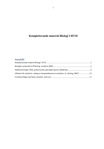 Kompletterande material Biologi I HT10