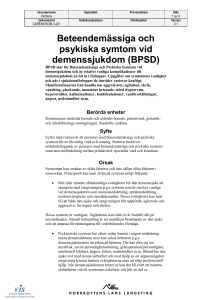 Beteendemässiga och psykiska symtom vid demenssjukdom (BPSD)