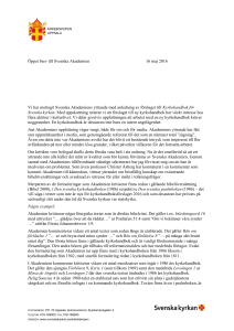 Öppet brev till Svenska Akademien 16 maj 2016