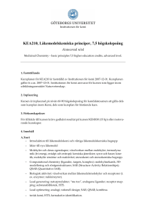 KEA210, Läkemedelskemiska principer, 7,5 högskolepoäng