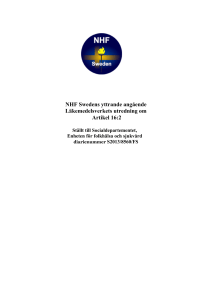 NHF Swedens yttrande angående Läkemedelsverkets utredning om
