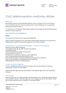 22q11 deletionssyndrom medicinska riktlinjer