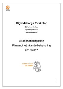 Sigfridsborgs förskolor Likabehandlingsplan Plan mot kränkande
