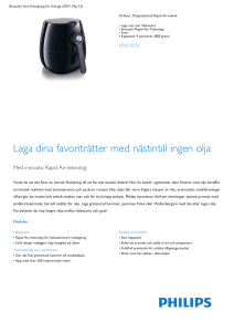 Product Leaflet: Airfryer-fritös med Rapid Air