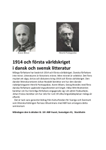 1914 och första världskriget i dansk och svensk litteratur