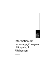 PDF Information om personuppgiftslagens tillämpning i Riksbanken