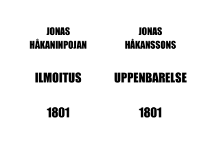 ILMOITUS 1801 UPPENBARELSE 1801