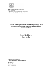 Lexikal förmåga hos en - Lund University Publications