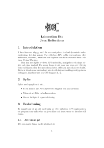 Laboration Ett Java Reflections 1 Introduktion 2 Syfte 3 Beskrivning