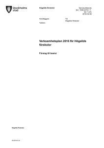Verksamhetsplan 2016 för Högalids förskolor
