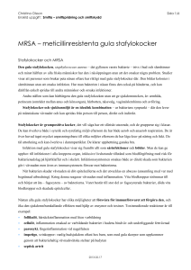 MRSA – meticillinresistenta gula stafylokocker
