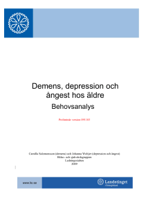 Behovsanalys 2009. Demens, ångest och depression hos äldre