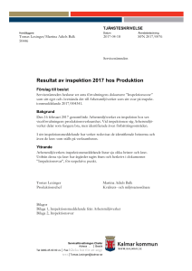 Resultat av inspektion 2017 hos Produktion