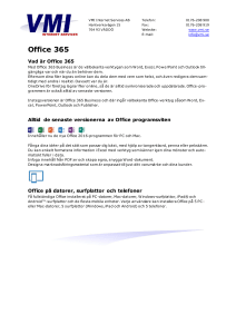 Office 365 - VMI Internet Services AB