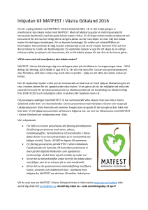 Inbjudan till MATFEST i Västra Götaland 2016
