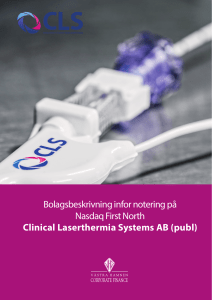 Bolagsbeskrivning CLS.indd - Clinical Laserthermia Systems AB