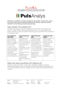 Vad ingår i PulsAnalys? När kan man använda PulsAnalys?