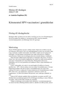 Könsneutral HPV-vaccination i grundskolan