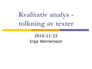 Kvalitativ analys - tolkning av texter - GUL