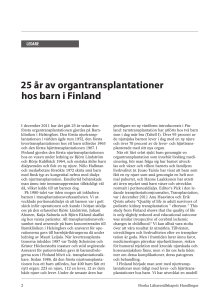 25 år av organtransplantationer hos barn i Finland