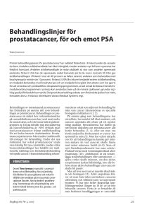 Behandlingslinjer för prostatacancer, för och emot PSA