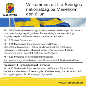 Välkommen att fira Sveriges nationaldag på Marieholm den 6 juni