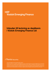 Inbjudan till teckning av depåbevis i Vostok Emerging Finance Ltd