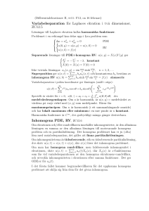 Variabelseparation för Laplaces ekvation i tv˚a dimensioner, ZC12.5