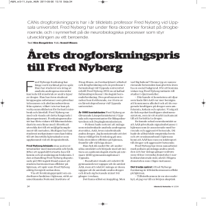 Årets drogforskningspris till Fred Nyberg