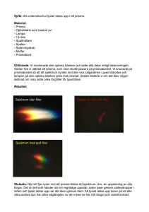 Syfte: Att undersöka hur ljuset delas upp i ett prisma. Material