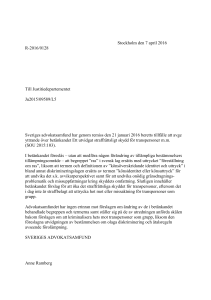 Stockholm den 7 april 2016 R-2016/0128 Till Justitiedepartementet