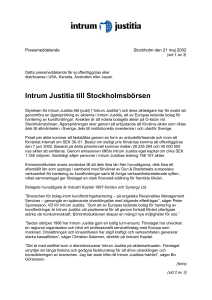 Pressmeddelande Stockholm den 21 maj 2002