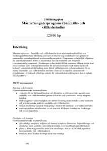 Master/magisterprogram i Samhälls- och välfärdsstudier 120/60 hp