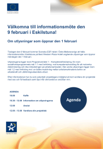 Välkomna till informationsmöte den 9 februari i Eskilstuna!