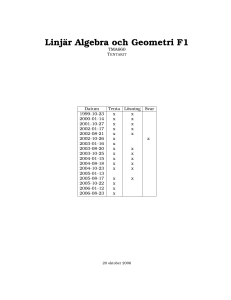 Linjär Algebra och Geometri F1